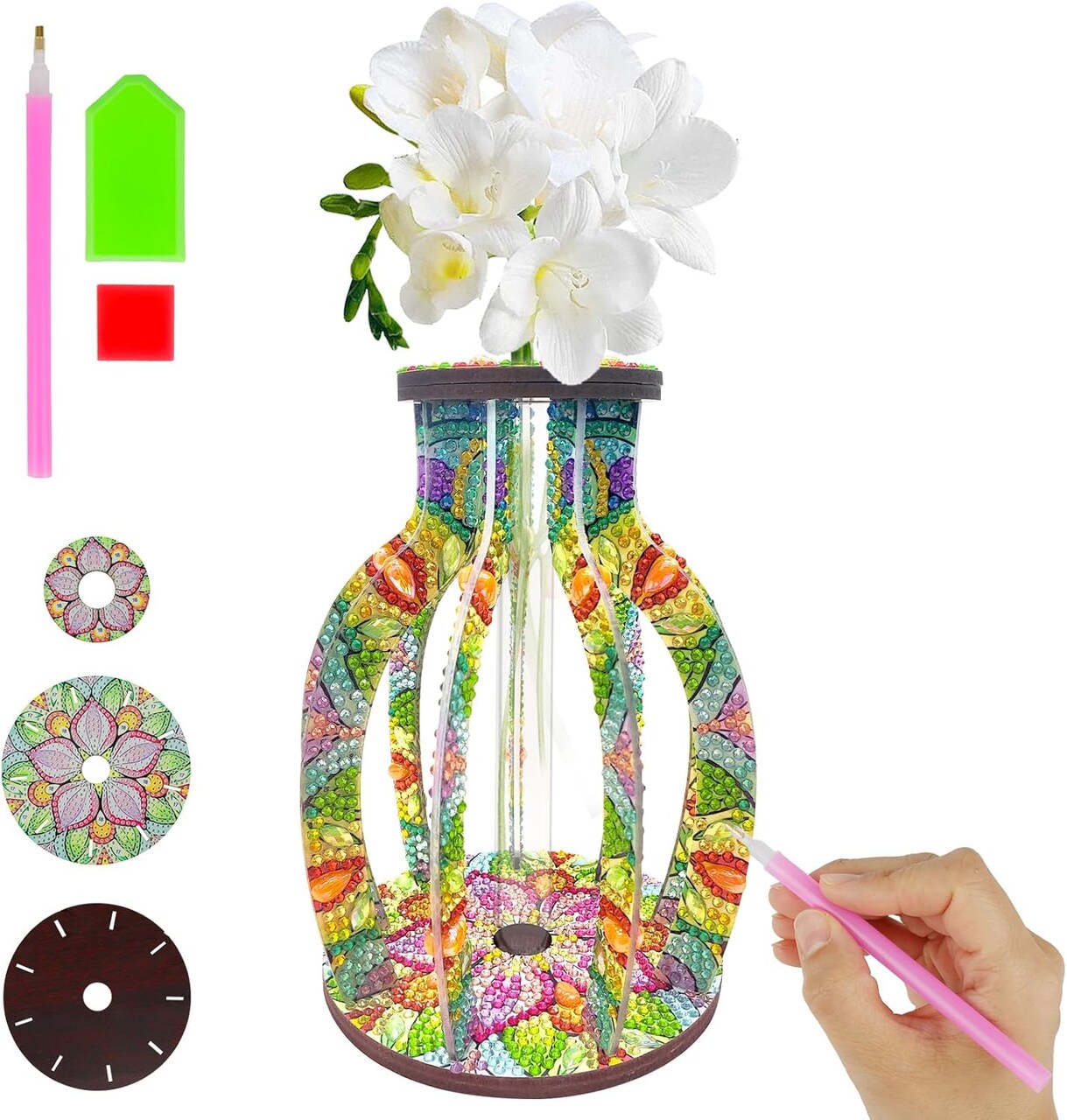 Diamond Art Kits for Adults, DIY Vase Diamond Art, Diamond Painting Kit, Ideal Desktop Ornaments & Thoughtful Female Gifts (Life)